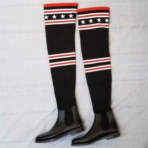 GIVENCHY TALL BLACK SOCK BOOTS, SZ 7 US